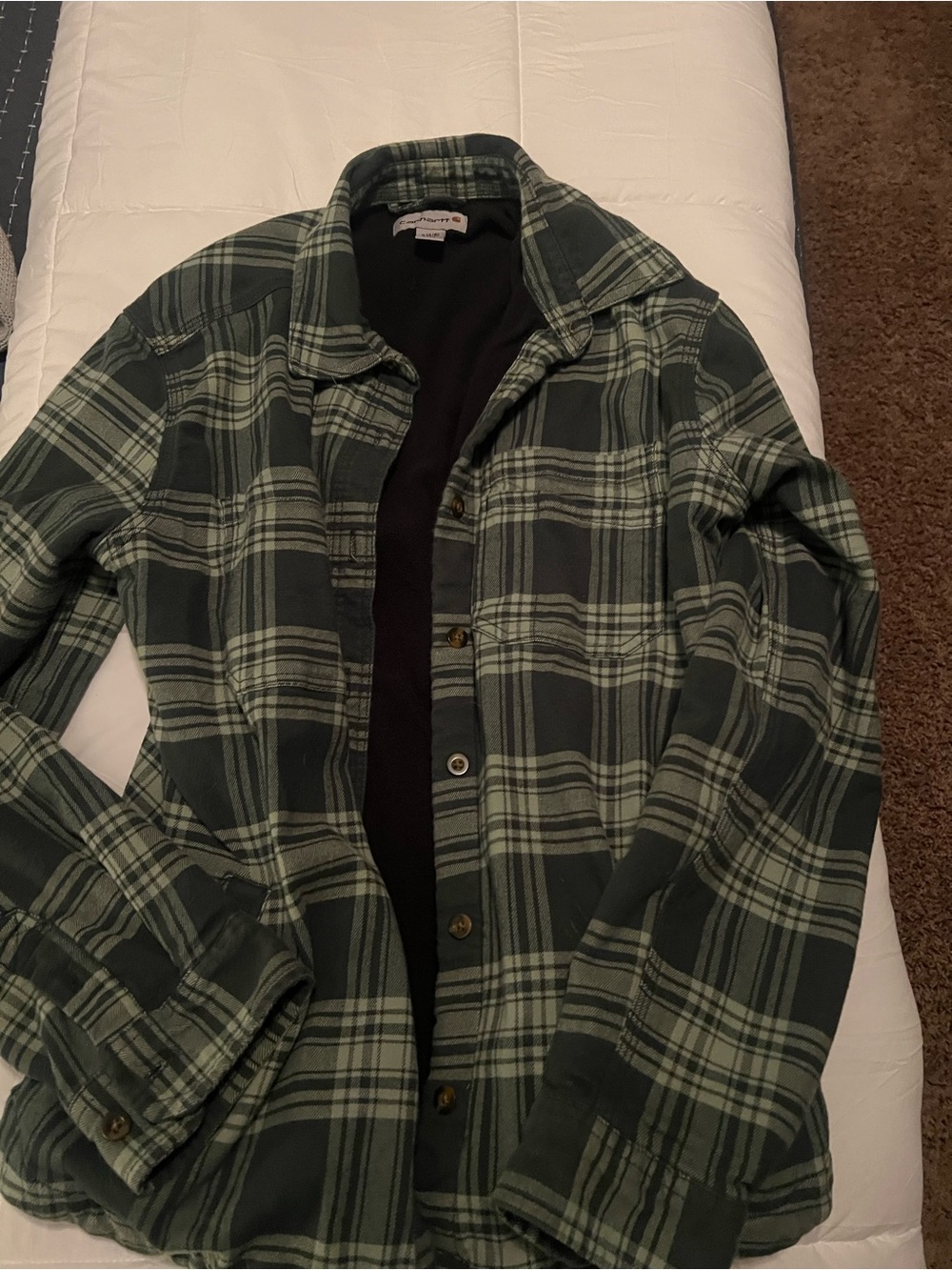 Carhartt womens Green Plaid Button-Up Jacket Shirt